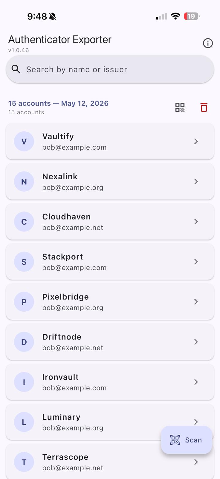 Authenticator Exporter screenshot